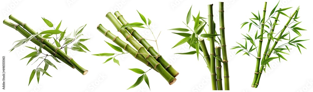 Fototapeta premium Set of bamboo, isolated on transparent background