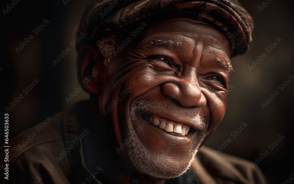Smiling black man. AI, Generative AI