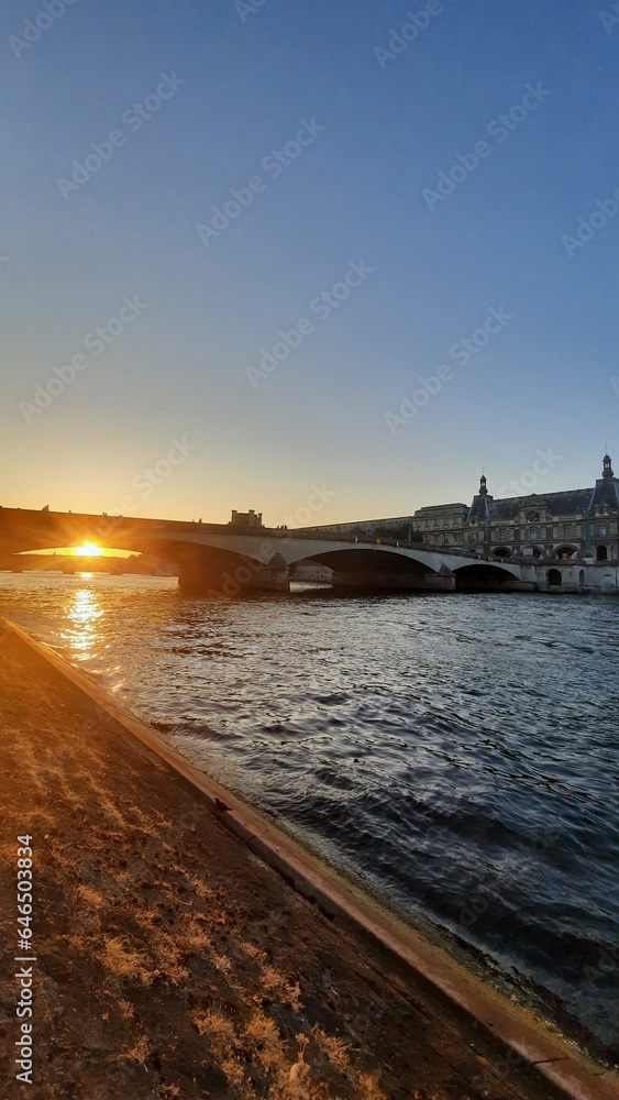 sunset on the quays of the Seine