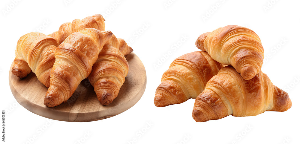 Set of croissants, isolated on transparent background Set of croissants, isolated on transparent background