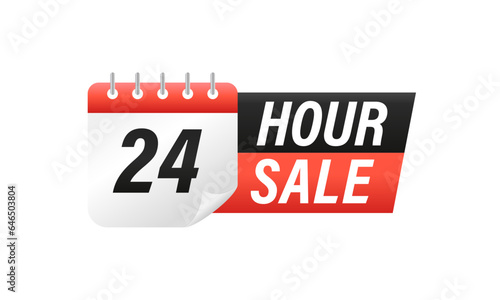 Last day offer modern label design with calendar countdown. 24 hour sale promo sticker. Best deal badge isolated illustration. Vector illustration