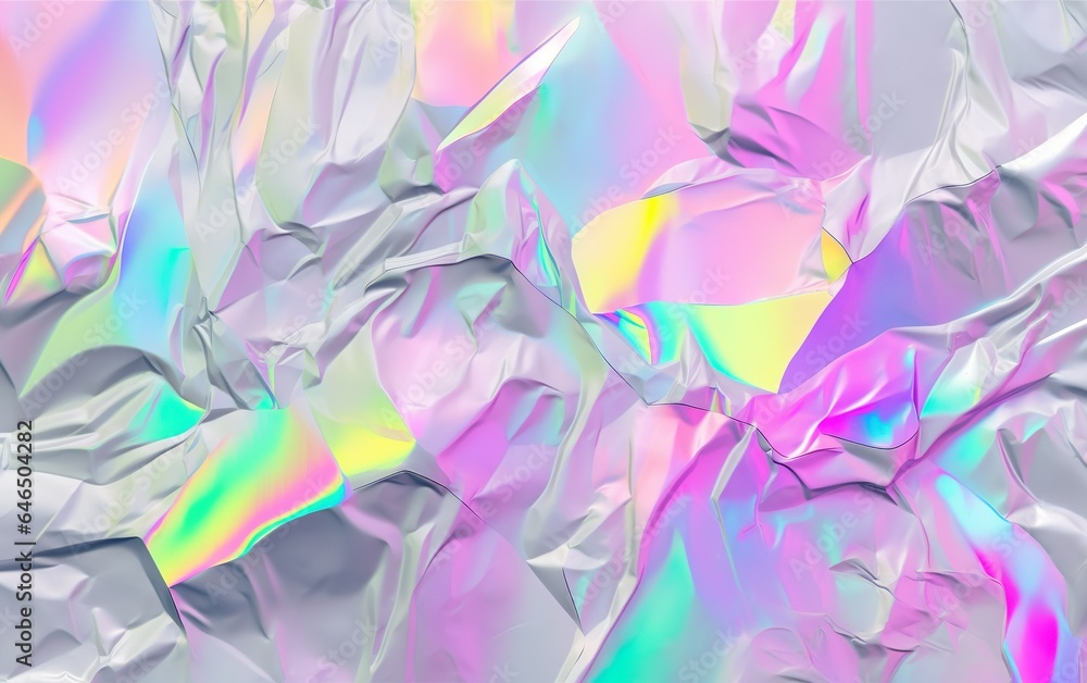 Wallpaper for seamless iridescent silver holographic. AI, Generative AI