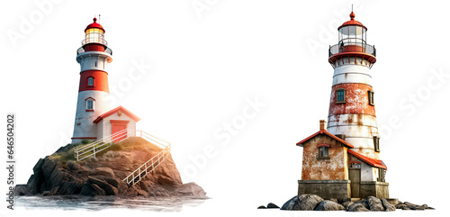 Set of lighthouse, isolated on transparent background