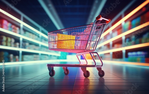Shopping cart in supermarket