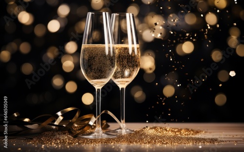 Holiday background with champagne glasses