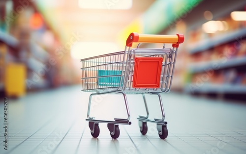 Shopping cart in supermarket