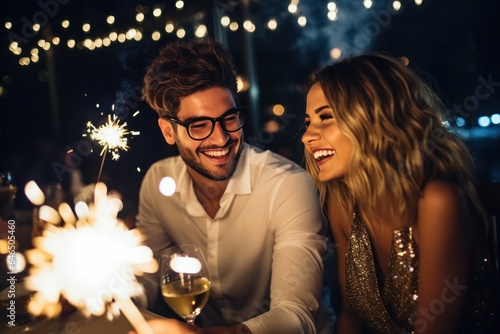 Friends celebrating New Year together