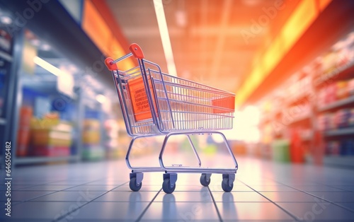 Shopping cart in supermarket