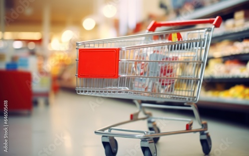 Shopping cart in supermarket