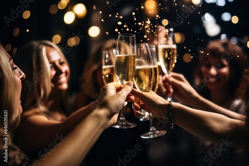 Friends celebrating New Year together
