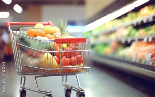 Shopping cart in supermarket