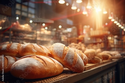 Fresh bread on display in a grocery store