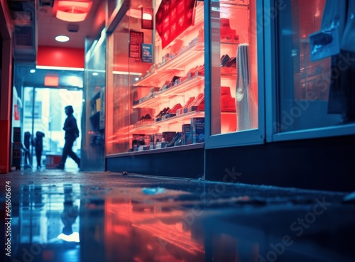 A retail store in a city with