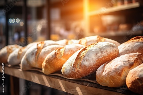 Fresh bread on display in a grocery store