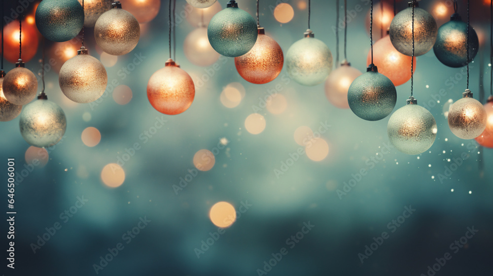 Christmas Ornament on beautiful winter scenery, Xmas Ball, copy space Christmas Ornament on beautiful winter scenery, Xmas Ball, copy space