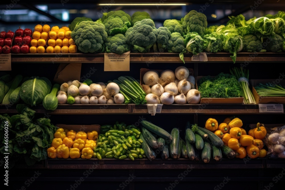 Vegetables on display in a grocery store