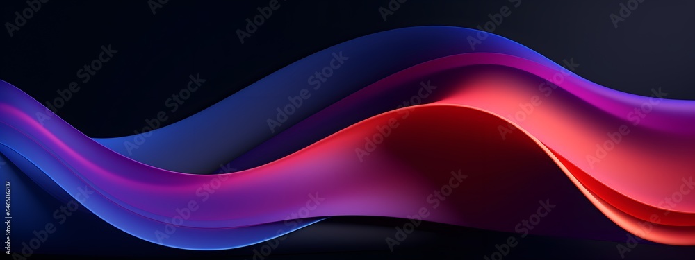 Vibrant Multidimensional Wave: Abstract 3D Art on Dark Canvas, Web Banner, wide size Vibrant Multidimensional Wave: Abstract 3D Art on Dark Canvas, Web Banner, wide size