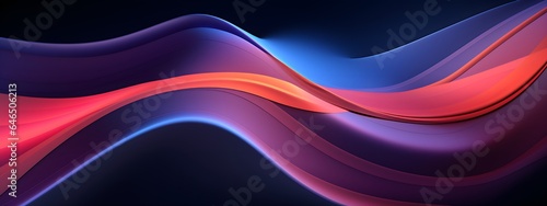 Vibrant Multidimensional Wave: Abstract 3D Art on Dark Canvas, Web Banner, wide size