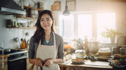 Portrait of a young woman in the kitchen