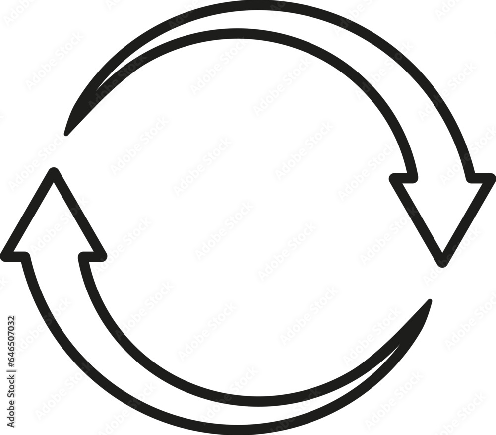 Rotation arrows icon. Reload symbol. Vector. Line style. Rotation arrows icon. Reload symbol. Vector. Line style.