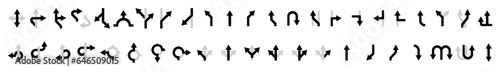 Path or direction on arrows sign collage. Road navigation arrows on a white background. Vector black line branching road arrow. Marking the direction of movement, the location of the intersection poin
