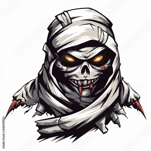 Esport mummy vector logo on white background, mummy icon, mummy head, mummy sticker