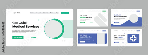 medical healthcare landing page design template. corporate creative web banner concept background 