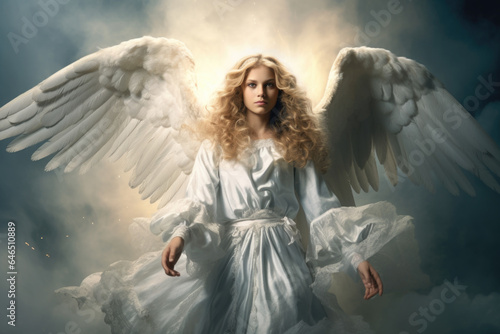 Angelic Woman with Glowing Wings - Symbol of Faith and Spirituality, Generative AI