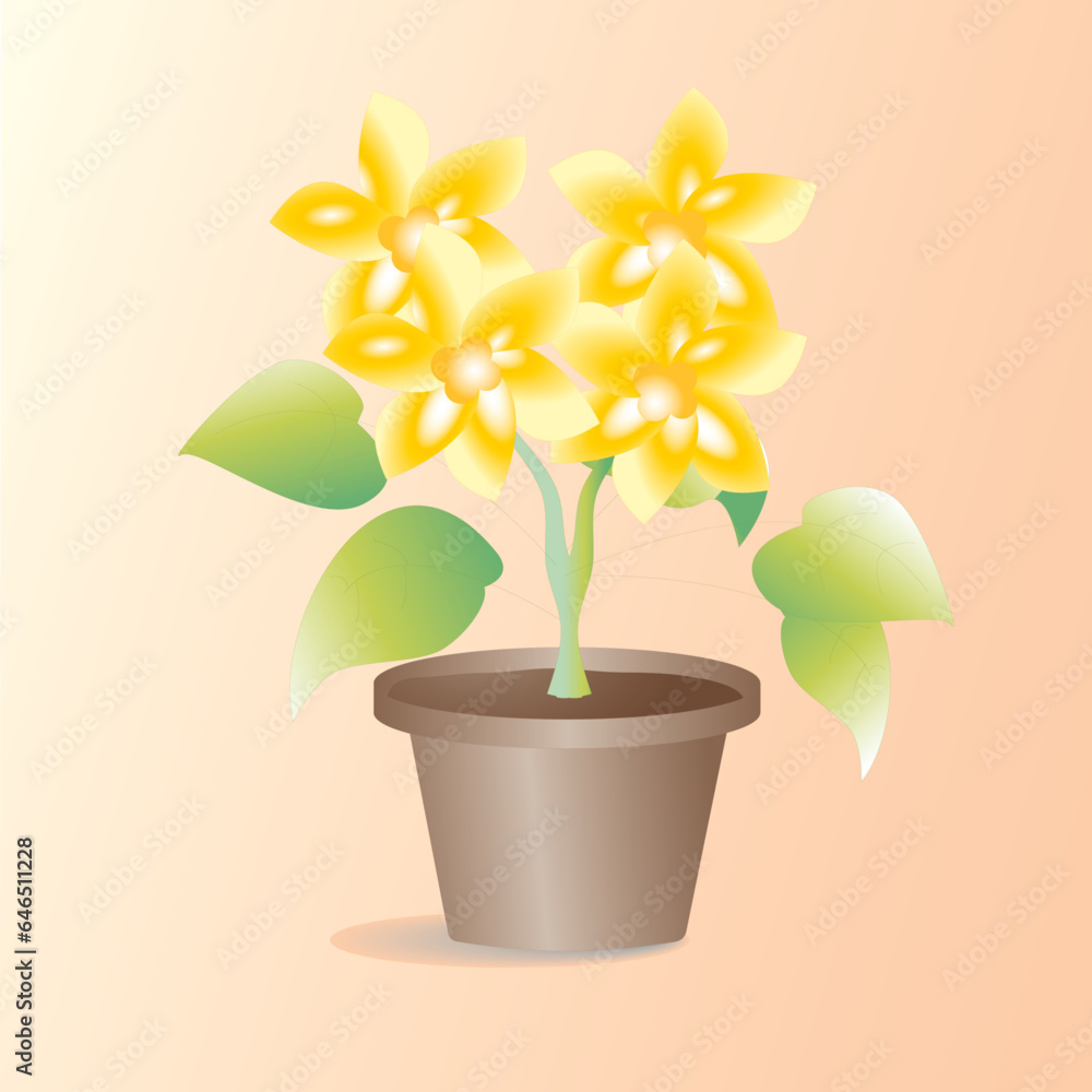 flower in flowerpot, flower in a pot illustration