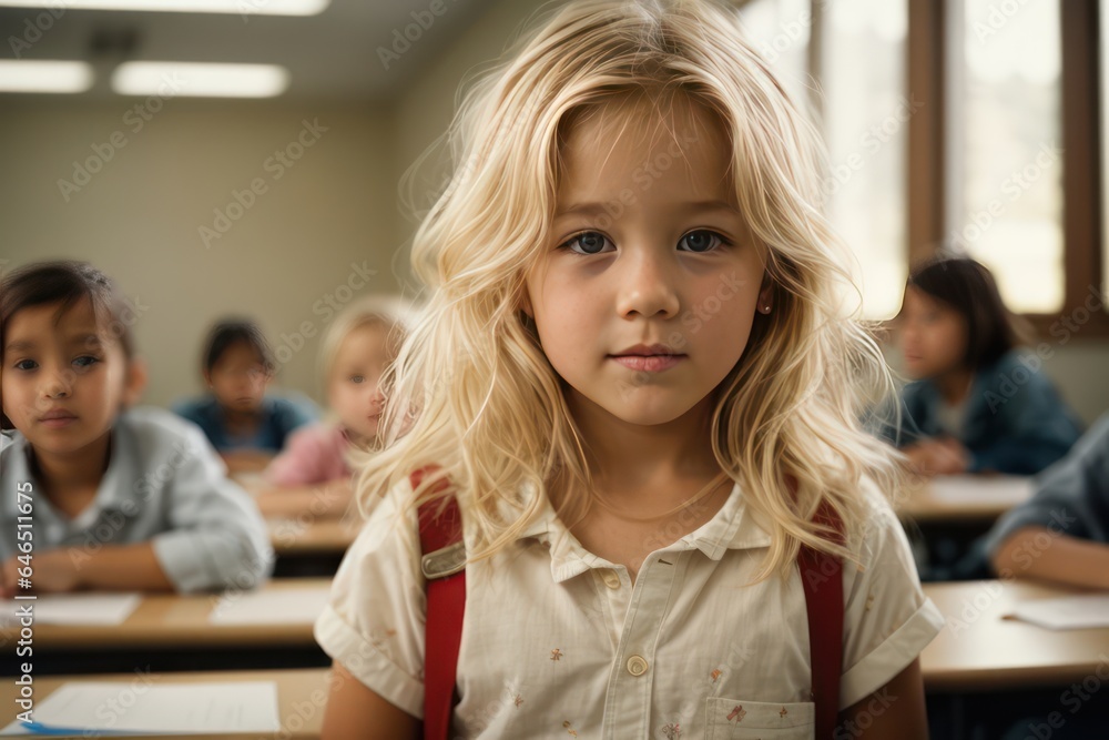 young blonde girl in class young blonde girl in class