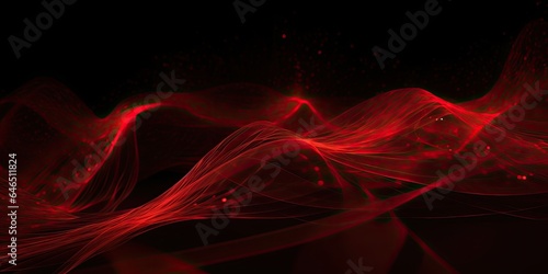 Red lines and curves on black background with a wave-like pattern that is overlapping and intertwining