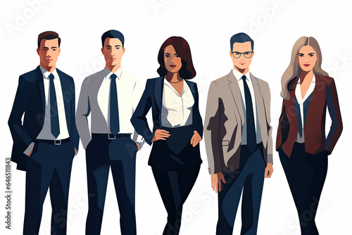 A group of people in business attire standing in a line