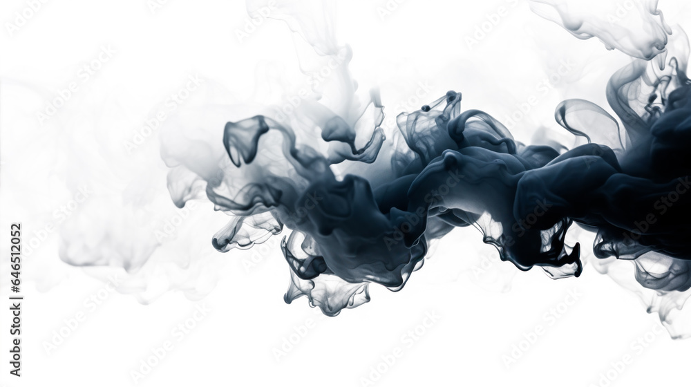 Black ink in water on white background. Abstract background for design. - obrazy, fototapety, plakaty 