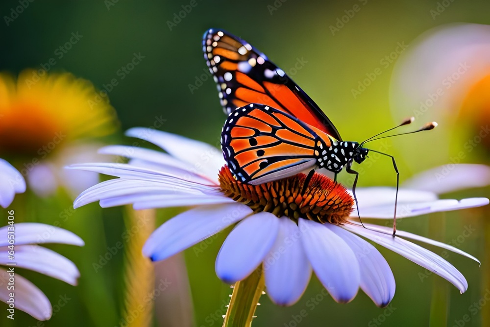 Naklejka premium butterfly on flower
