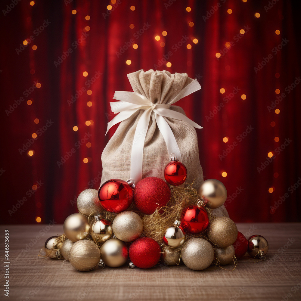 Christmas background with decorative holiday design elements. Festive background with Christmas decoration, copy space. Banner and poster.