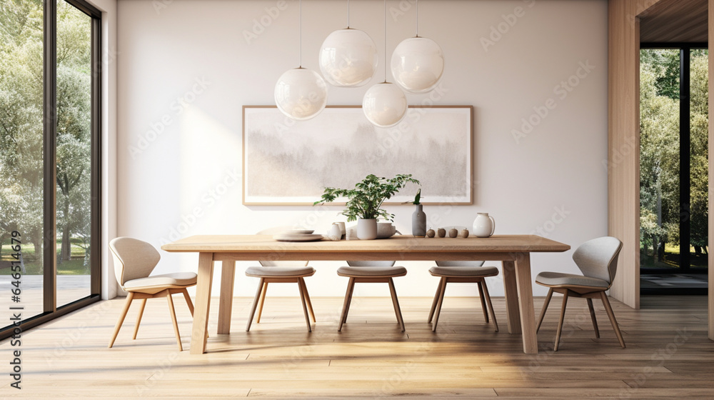 Minimal dining room, bright dining area, interior design Minimal dining room, bright dining area, interior design