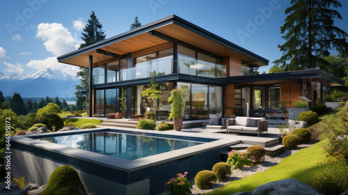 Modern house against the st...