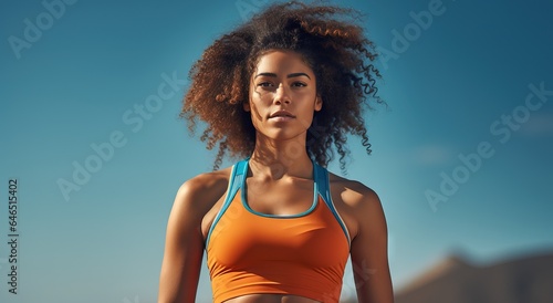 beautiful young woman in colored top, in the style of bold colorism