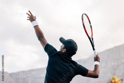 Bild auf Leinwand Tennis player hitting a serve