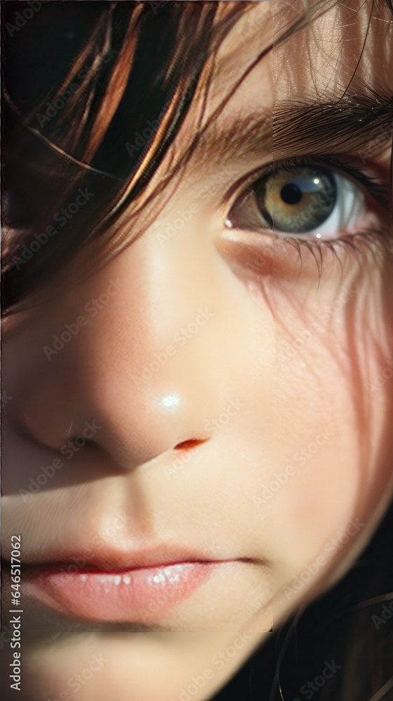 close up of face and eyes of young persons face. Generative AI close up of face and eyes of young persons face. Generative AI