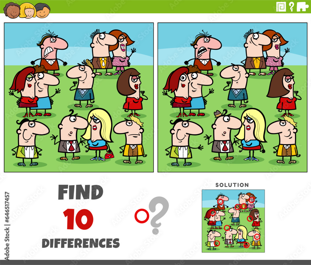 Fototapeta premium differences activity with funny cartoon people