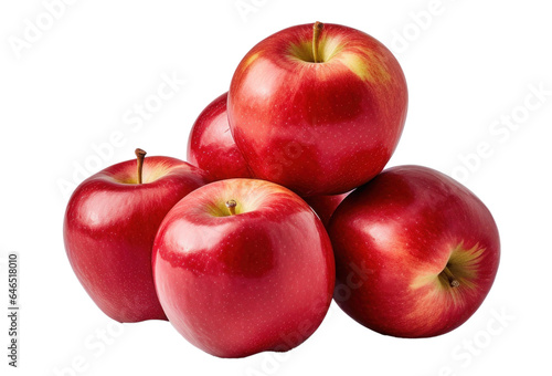 bunch red apples, isolated object on transparent background. png file