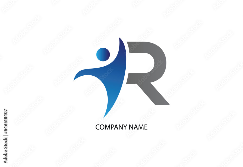 Human with letter R logo design concept template Human with letter R logo design concept template