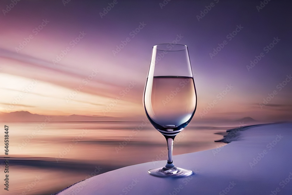 glass of wine on the beach generated AI