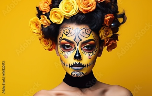 Beautiful young lady with sugar skull makeup