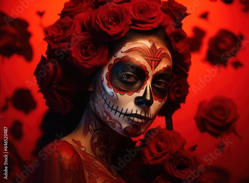 Beautiful young lady with sugar skull makeup