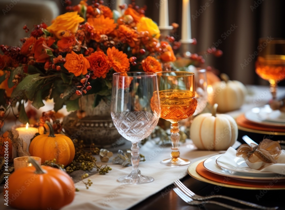 Autumn holiday dinner table