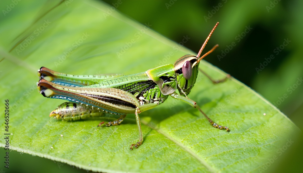 grasshopper on a leaf grasshopper on a leaf