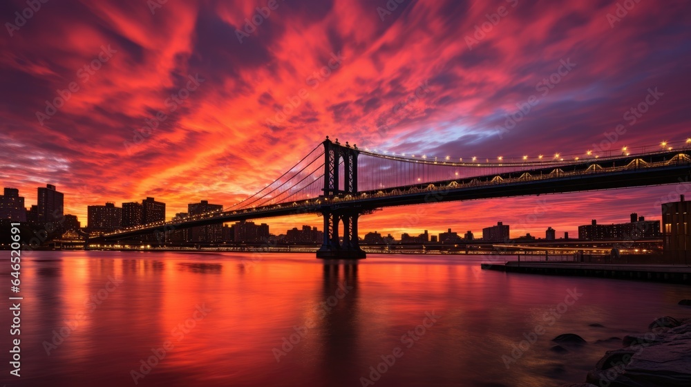 Naklejka premium A mesmerizing urban New York sunset. Generative AI