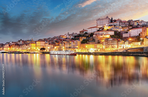 Porto at night, Portugal skyline